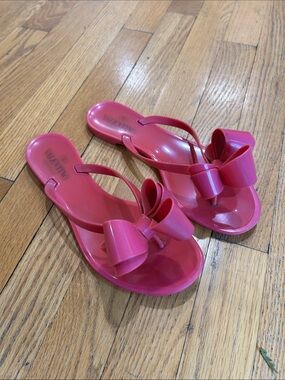 Valentino Hot Pink Bow Jelly Sandals Size 8B / 38